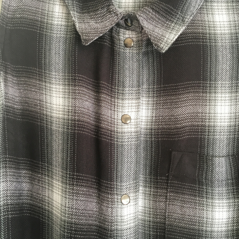 Topshop Check Cold Shoulder Shirt - Picture 6 of 8